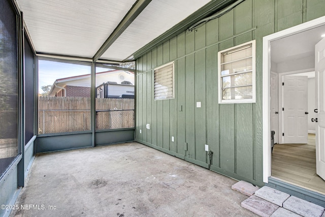 view of unfurnished sunroom