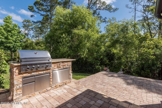 view of patio / terrace with an outdoor kitchen and area for grilling