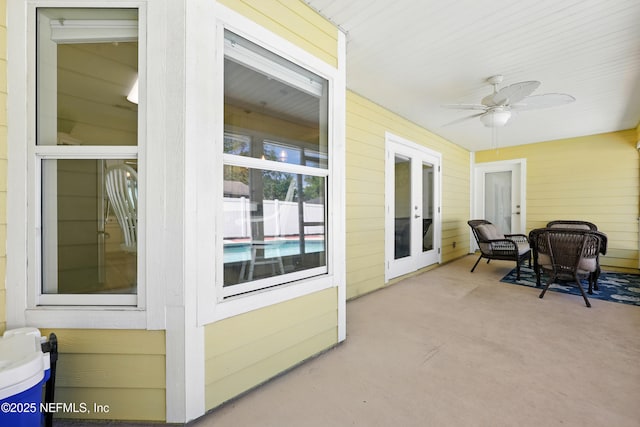 12139 Cap Ferrat St, Jacksonville, FL 32224 - view of patio / terrace featuring french doors and ceiling fan
