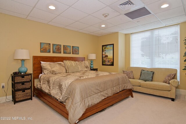 400 E Bay St Unit 1610-1611, Jacksonville, FL 32202 - bedroom with carpet flooring, baseboards, visible vents, and a drop ceiling