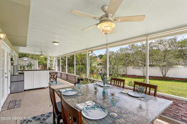 5914 Orchard Pond Dr, Fleming Island, FL 32003 - sunroom / solarium featuring ceiling fan, outdoor dining space, and healthy amount of natural light
