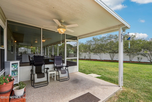 5914 Orchard Pond Dr, Fleming Island, FL 32003 - view of patio featuring a ceiling fan and a sunroom