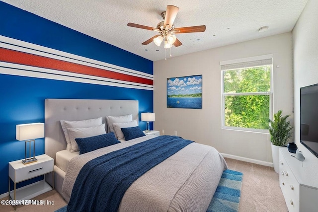 3149 Silverado Cir, Green Cove Springs, FL 32043 - bedroom with carpet floors, baseboards, a textured ceiling, and ceiling fan