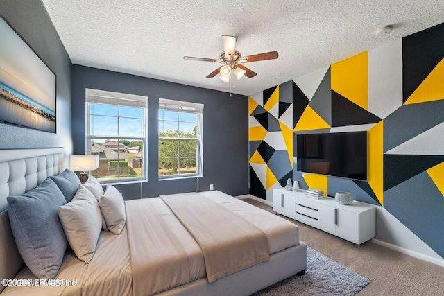 3149 Silverado Cir, Green Cove Springs, FL 32043 - carpeted bedroom featuring an accent wall, baseboards, a textured ceiling, and wallpapered walls
