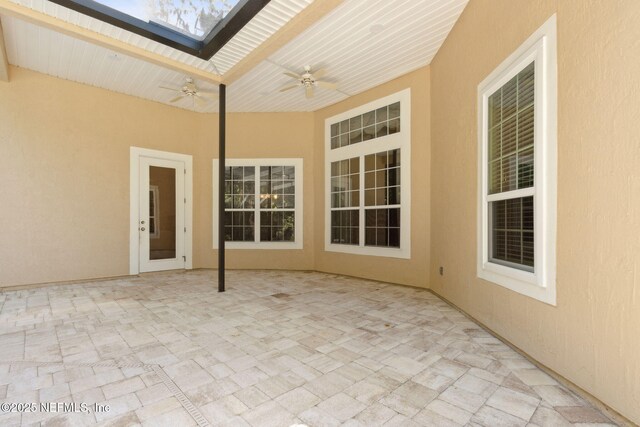 view of patio with ceiling fan