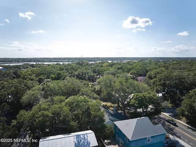 aerial view featuring a forest view