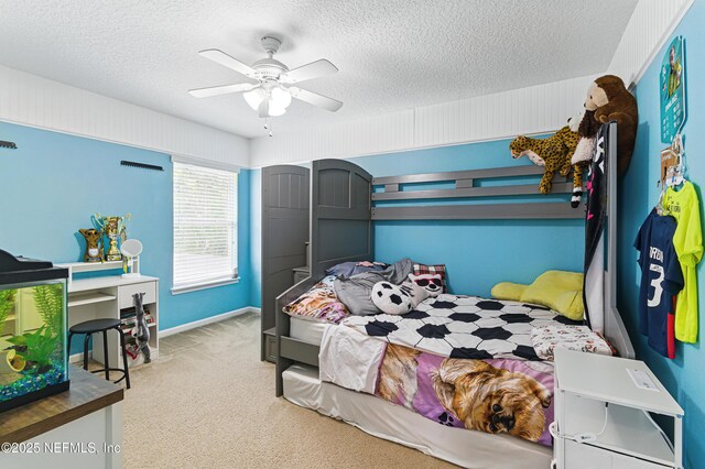 228 Gladstone Ct, Saint Johns, FL 32259 - bedroom with carpet flooring, a textured ceiling, ceiling fan, and baseboards