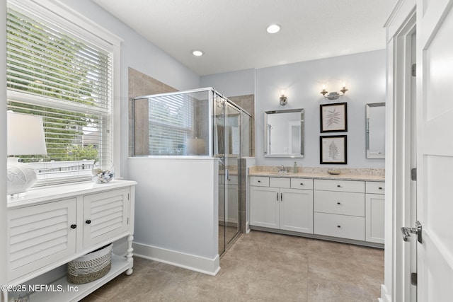 178 Edisto Pl, Saint Johns, FL 32259 - bathroom featuring vanity, a shower stall, and recessed lighting