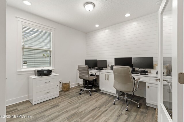 178 Edisto Pl, Saint Johns, FL 32259 - office area with light wood-style flooring, baseboards, recessed lighting, and a textured ceiling