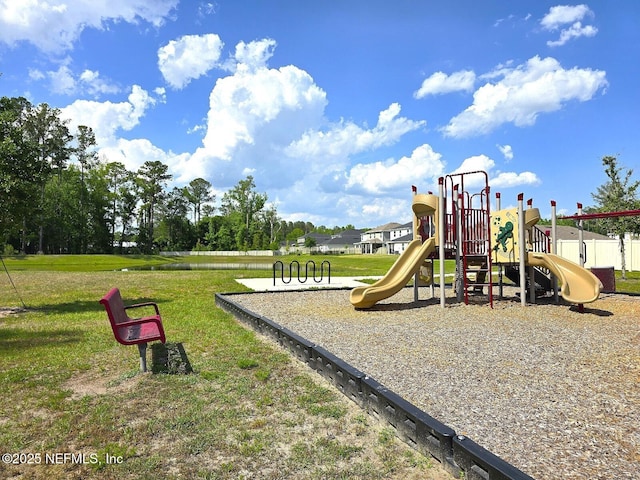 community playground with a lawn