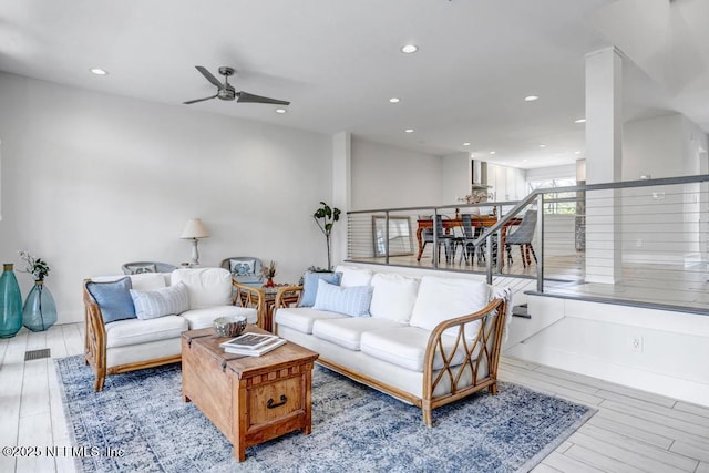 2325 Seminole Rd, Atlantic Beach, FL 32233 - living area with a ceiling fan, recessed lighting, and wood finished floors