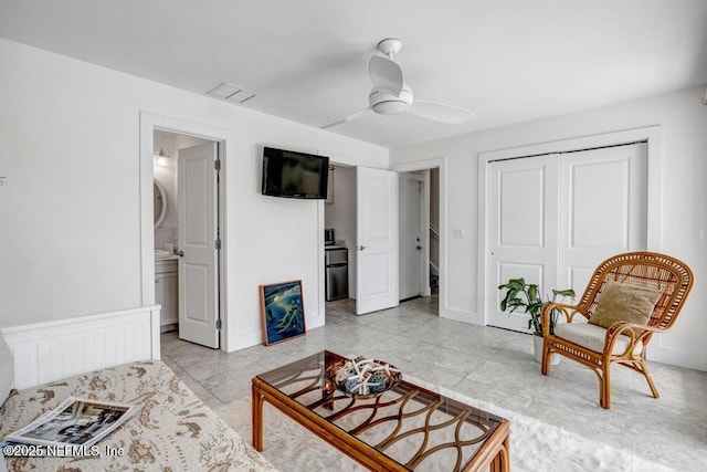 2325 Seminole Rd, Atlantic Beach, FL 32233 - living room with ceiling fan and visible vents