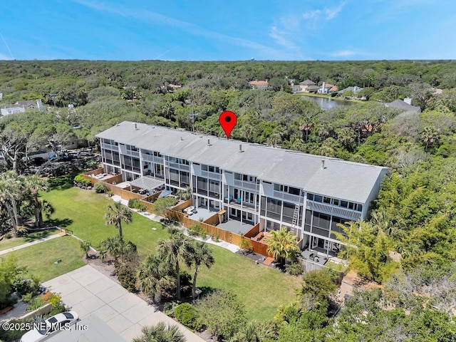 2325 Seminole Rd, Atlantic Beach, FL 32233 - drone / aerial view featuring a wooded view and a water view