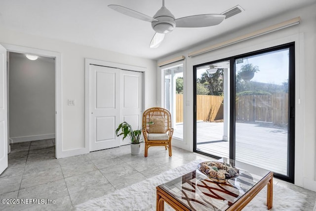 2325 Seminole Rd, Atlantic Beach, FL 32233 - sitting room featuring baseboards and ceiling fan
