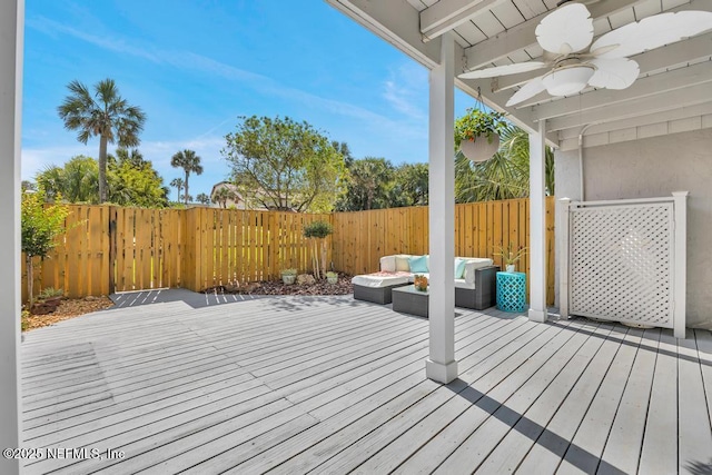 2325 Seminole Rd, Atlantic Beach, FL 32233 - deck with a fenced backyard and a ceiling fan