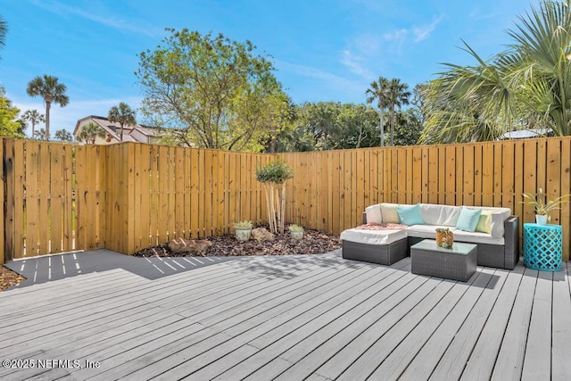 2325 Seminole Rd, Atlantic Beach, FL 32233 - wooden terrace with an outdoor hangout area and a fenced backyard