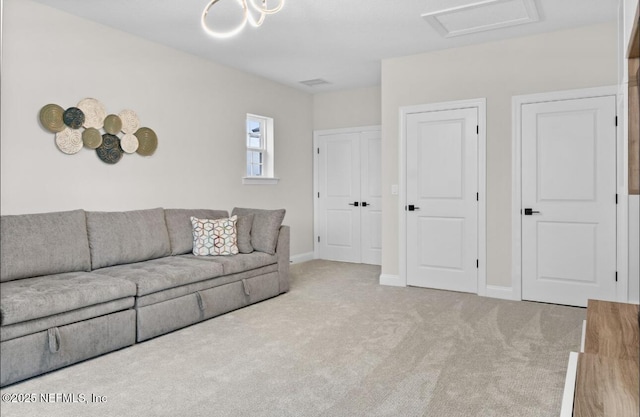 462 Hillendale Cir, Saint Johns, FL 32259 - carpeted living area featuring attic access and visible vents