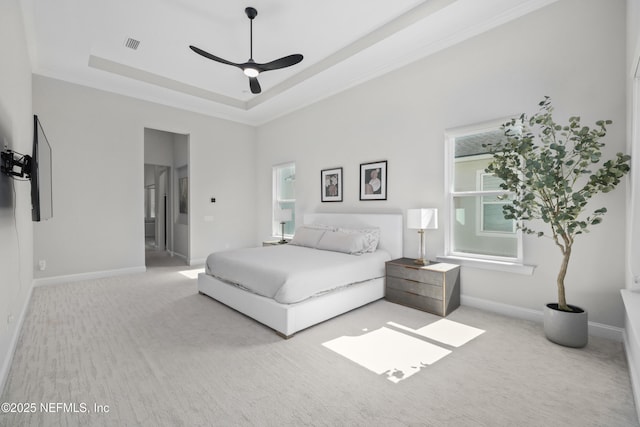 742 Honey Blossom Rd, Saint Johns, FL 32259 - carpeted bedroom featuring baseboards, a raised ceiling, visible vents, and multiple windows