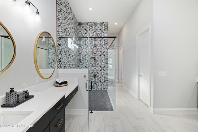 742 Honey Blossom Rd, Saint Johns, FL 32259 - full bath featuring recessed lighting, baseboards, a shower stall, and vanity
