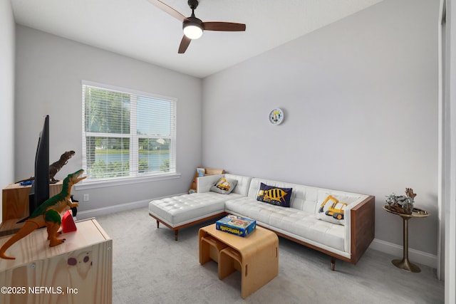 742 Honey Blossom Rd, Saint Johns, FL 32259 - living area featuring carpet floors, a ceiling fan, and baseboards