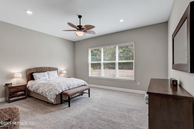 85325 Champlain Dr, Fernandina Beach, FL 32034 - bedroom with carpet flooring, baseboards, ceiling fan, and recessed lighting
