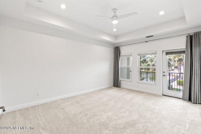 109 Rimini Ct, Jacksonville, FL 32225 - carpeted empty room featuring a tray ceiling, baseboards, a ceiling fan, and recessed lighting