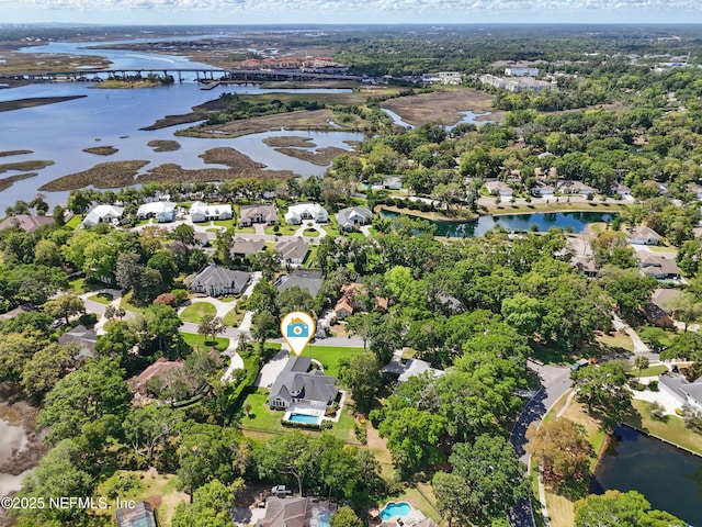 13815 Admirals Bend Dr, Jacksonville, FL 32225 - birds eye view of property with a residential view and a water view
