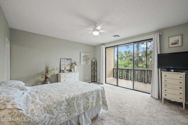 1830 Sevilla Blvd Unit 208, Atlantic Beach, FL 32233 - carpeted bedroom with access to outside, a textured ceiling, and ceiling fan