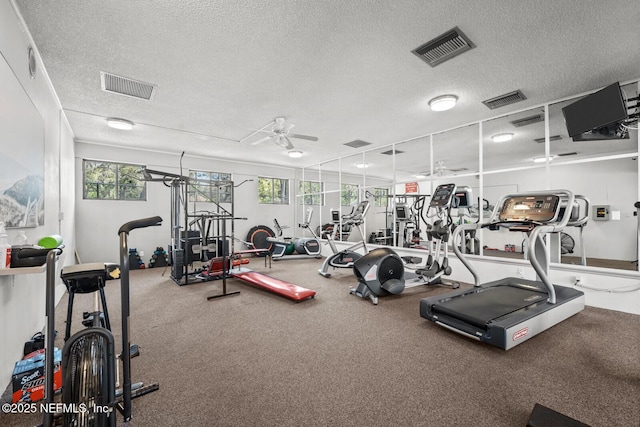 1830 Sevilla Blvd Unit 208, Atlantic Beach, FL 32233 - exercise room with ceiling fan and a textured ceiling