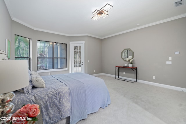 725 Carthage Pl, Saint Johns, FL 32259 - bedroom featuring light colored carpet, ornamental molding, and baseboards