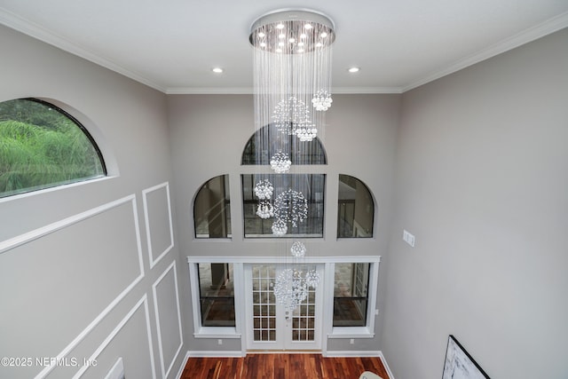 725 Carthage Pl, Saint Johns, FL 32259 - detailed view of a chandelier, ornamental molding, wood finished floors, and recessed lighting