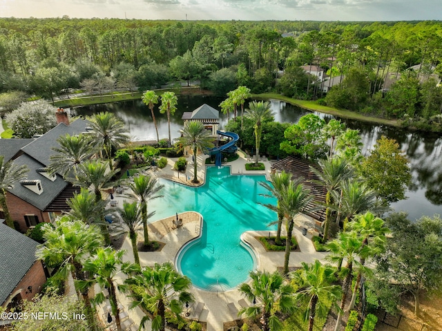 725 Carthage Pl, Saint Johns, FL 32259 - bird's eye view of a pool area and a nearby body of water