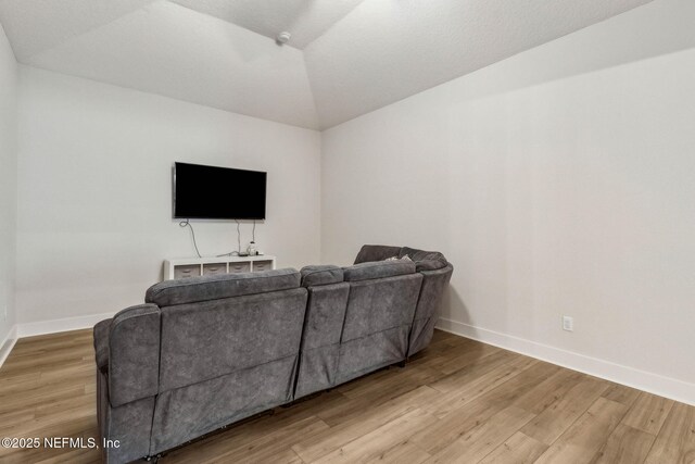36039 Pitch Ln, Hilliard, FL 32046 - living room with vaulted ceiling, light wood-style flooring, and baseboards