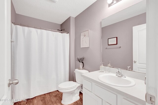 2471 Cold Stream Ln, Green Cove Springs, FL 32043 - bathroom with wood finished floors, vanity, toilet, and a shower with curtain