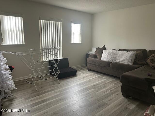 living room with wood finished floors and baseboards