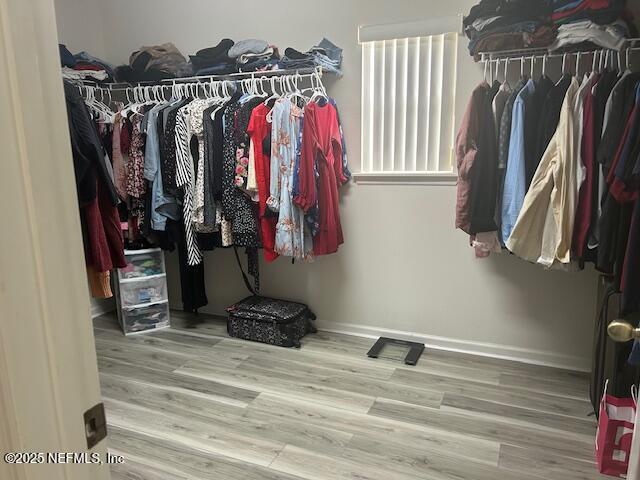 spacious closet featuring wood finished floors