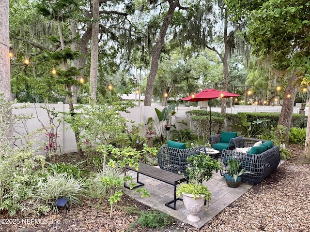 view of patio with a fenced backyard