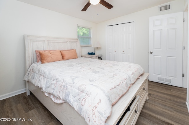 3165 Victoria Park Rd, Jacksonville, FL 32216 - bedroom with dark wood-style flooring, visible vents, and a closet