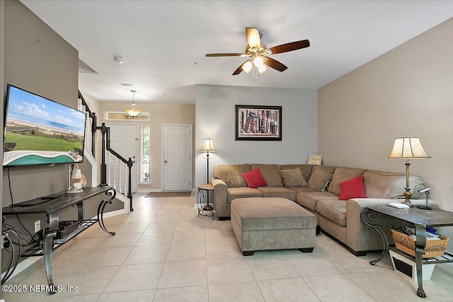 229 Adelanto Ave, Saint Augustine, FL 32092 - living area with a ceiling fan and light tile patterned floors