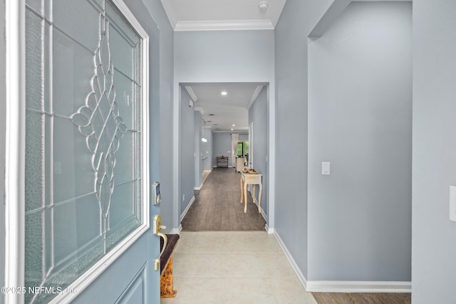 221 Saint Kitts Loop, Saint Augustine, FL 32092 - foyer entrance with crown molding, recessed lighting, and light tile patterned floors