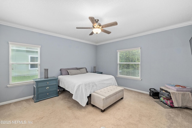 221 Saint Kitts Loop, Saint Augustine, FL 32092 - bedroom with ornamental molding, light carpet, and a ceiling fan