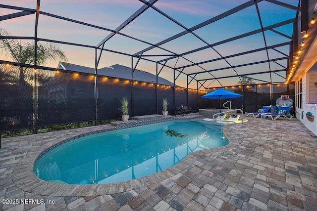 pool with a patio