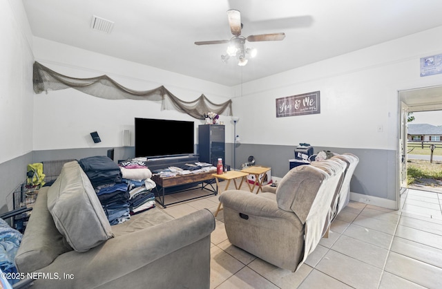 37885 Kings Ferry Rd, Hilliard, FL 32046 - living area with ceiling fan, tile patterned floors, and visible vents