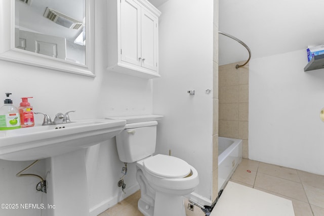 37885 Kings Ferry Rd, Hilliard, FL 32046 - bathroom featuring shower / bath combination, toilet, visible vents, and tile patterned floors