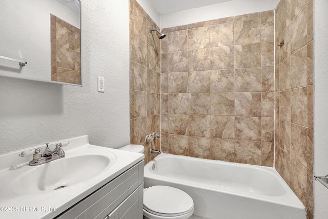 5417 Attleboro St, Jacksonville, FL 32205 - full bathroom with bathtub / shower combination, toilet, vanity, and a textured wall