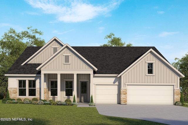 11146 Fossil Rd, Jacksonville, FL 32256 - view of front of house featuring stone siding, board and batten siding, and a shingled roof