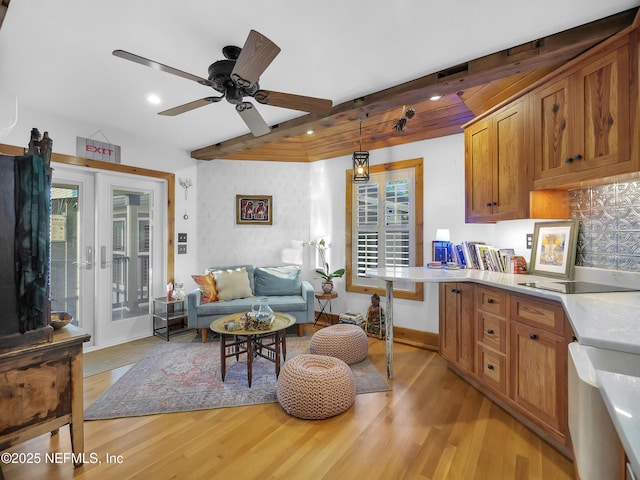 70 Weeden St + Guest House, Unit Guest House, Saint Augustine, FL 32084 - living room with light wood finished floors, baseboards, plenty of natural light, and recessed lighting