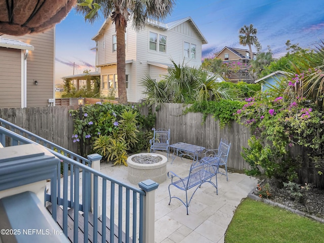 70 Weeden St + Guest House, Unit Guest House, Saint Augustine, FL 32084 - view of patio with a fire pit and a fenced backyard