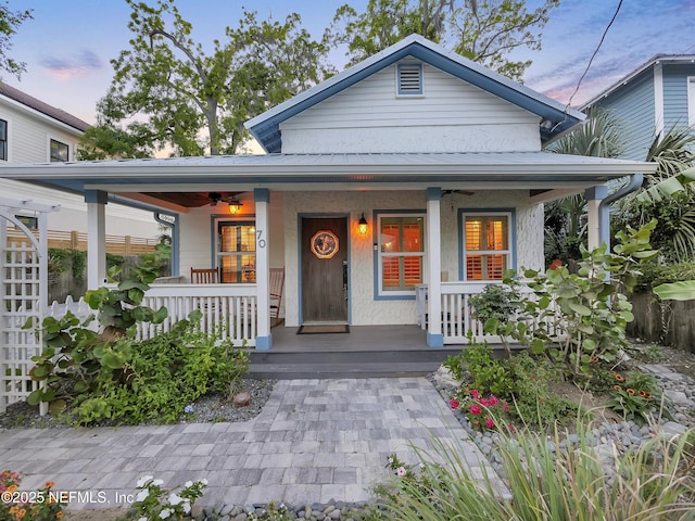 70 Weeden St + Guest House, Unit Guest House, Saint Augustine, FL 32084 - bungalow with a porch and ceiling fan