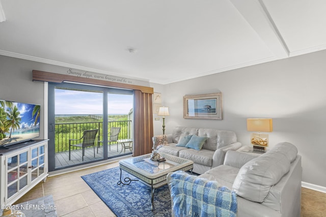 890 A1A Beach Blvd Unit 39, Saint Augustine, FL 32080 - tiled living area with crown molding